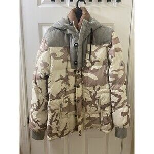 MONCLER BEAUMONT VERMONT WOOL CAMOUFLAGE DOWN JACKET OFF WHITE GREY Used